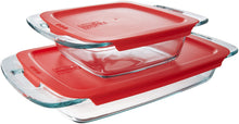 Load image into Gallery viewer, Pyrex Easy Grab Glass Bakeware Set with Red Lids (4-Piece)