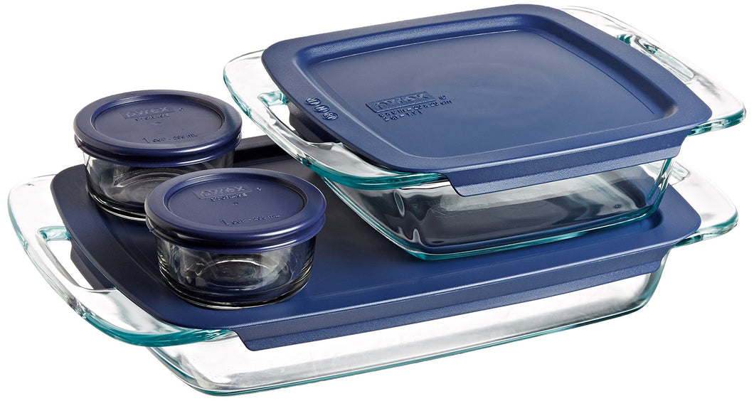 Pyrex Easy Grab Glass Bakeware and Food Storage Set, 8-Piece, Clear